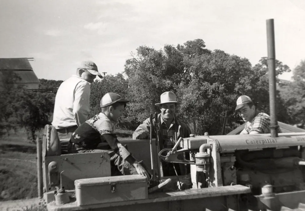 George Steinbeck with sons Howie and Arnold; driver unknown, 1940s