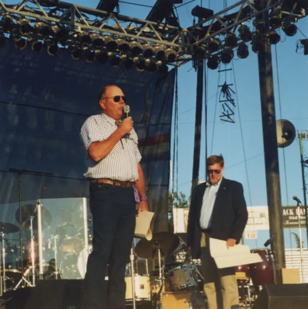 Howie Steinbeck accepting Grape Grower of the Year Award at the Mid State Fair, 2002.