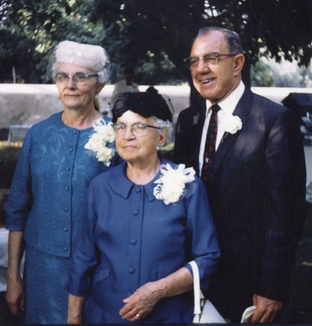 Hazel Ernst Steinbeck, Rosette Paulus Ernst, and Rev. George Steinbeck at Ed and Linda Steinbeck’s wedding day on Sept 7, 1969.